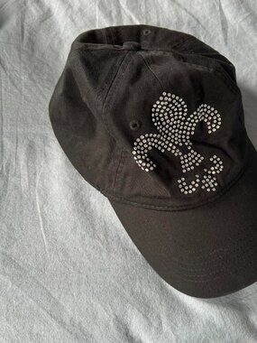 Vintage The Alabama Girl Black Fleur De Lis Rhinestone Baseball Cap